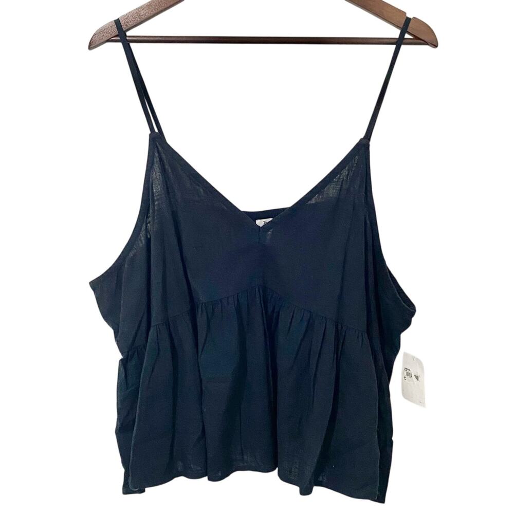 Abound Black Cami Top Womens 3X Peplum Flowy